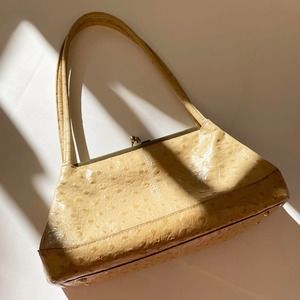 Hobo International Tan Ostrich Print Leather Purse